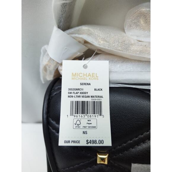 Michael Kors Serena Quilted Pushlock Satchel Crossbody Bag in Black - NWT $498 - Picture 5 of 12